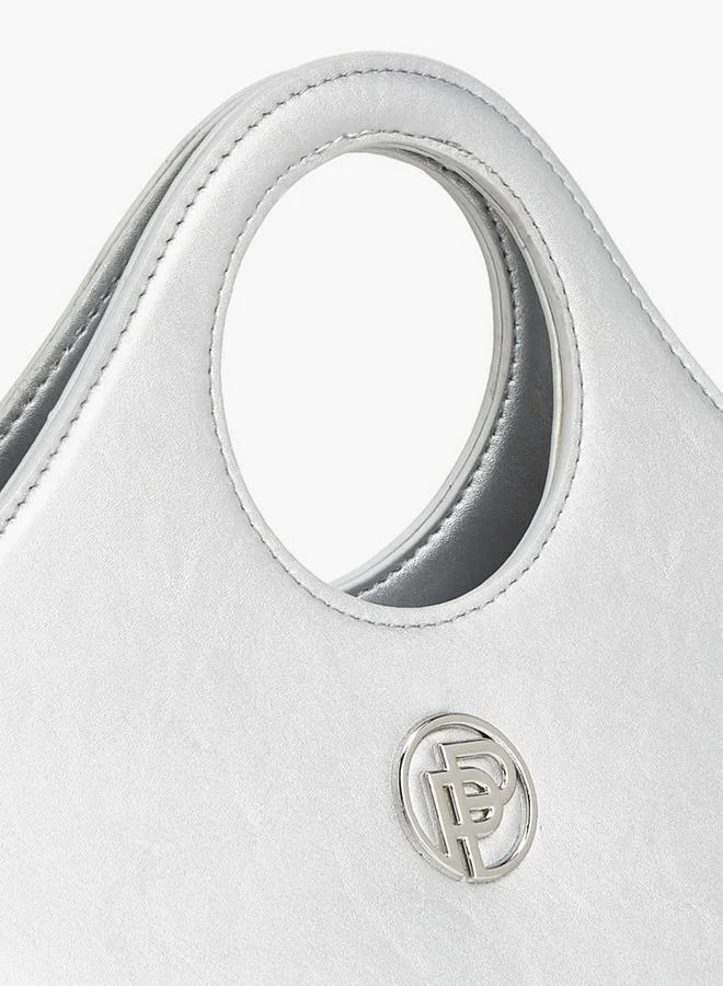 Peppermint SILVER Textured Tote Bag With Zip Closure for Women | Best Price UAE